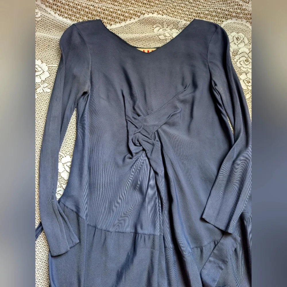 Vintage Marni Silk-Blend Midi Dress | Knotted Front, Asymmetrical Hem - Picture 2 of 9